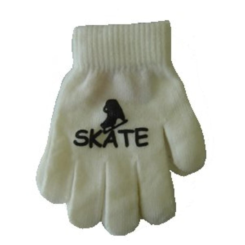 Ice Skate Logo Magic Stretch Gloves - White
