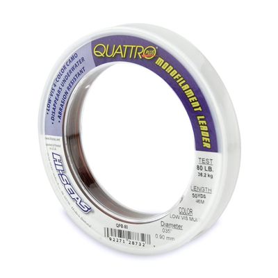 HI-SEAS Quattro Monofilament Leader, 80 lb / 36.2 kg Test, .035 in / 0.90 mm Dia, 4-Color Camo, 50 yd / 46 m