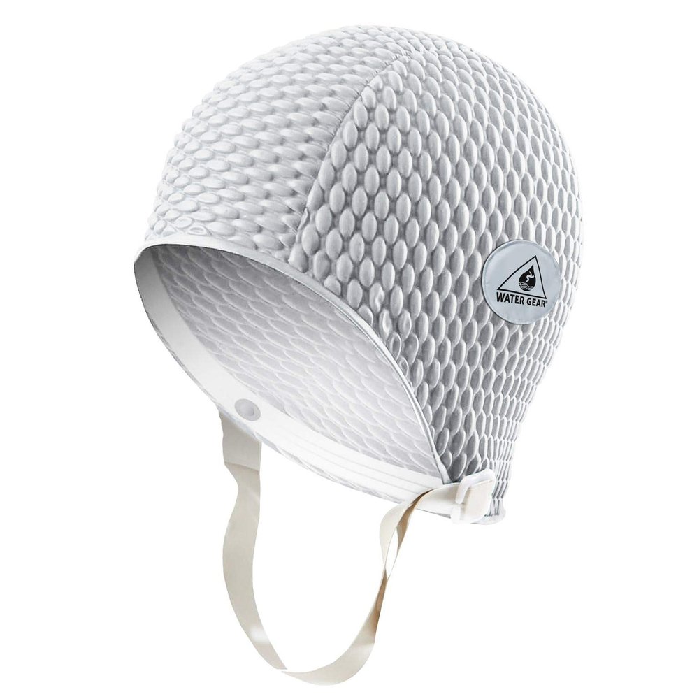 Water Gear Natural Rubber Swim Bubble Cap (White, Small)