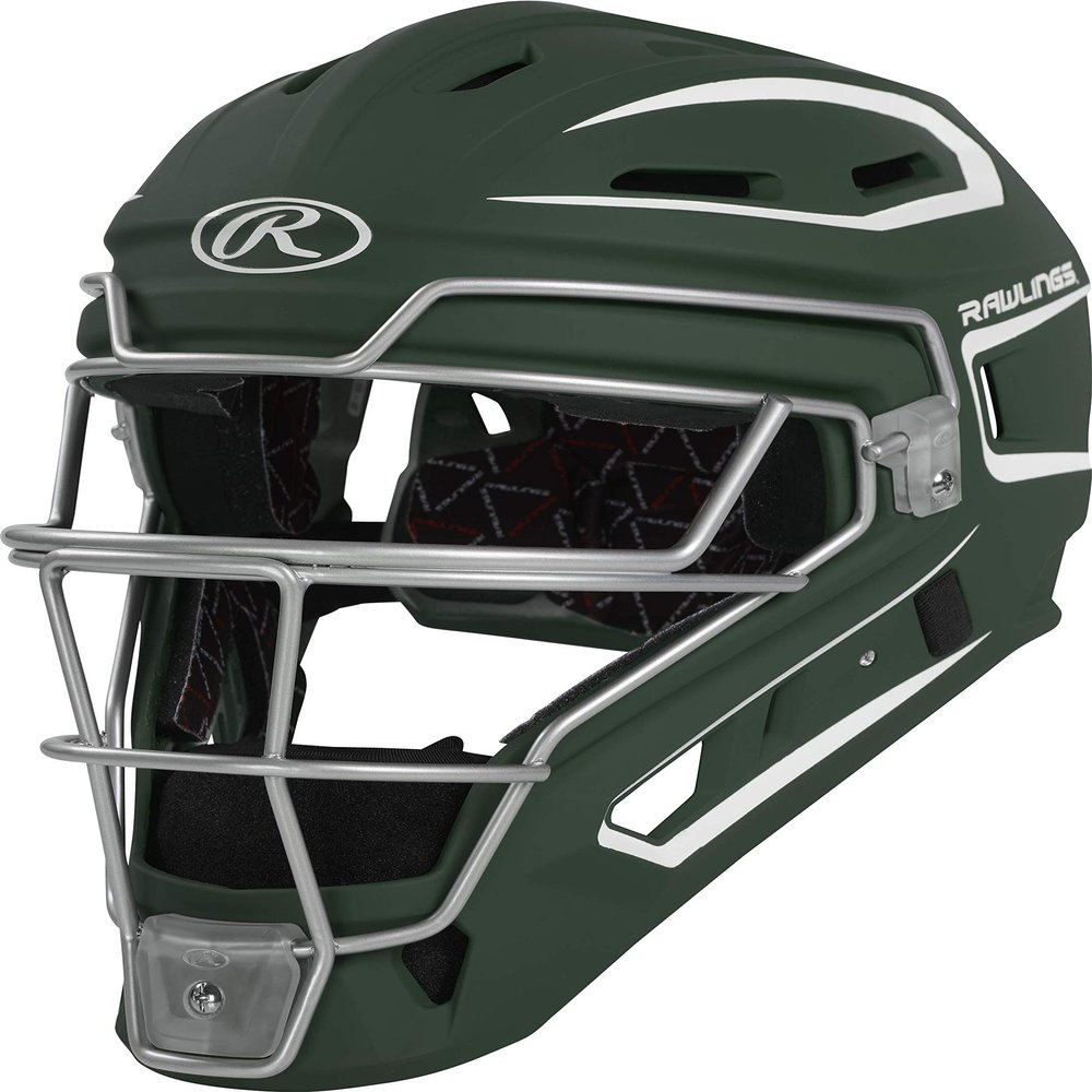 Rawlings | VELO 2.0 Catcher's Helmet | Baseball | Junior (6 1/2" - 7") | Dark Green/White
