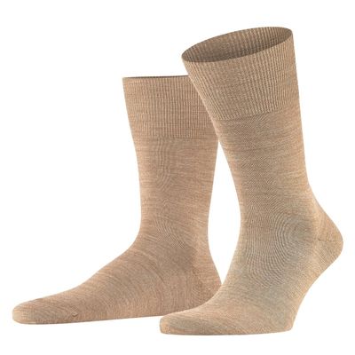 FALKE Men's Airport Socks, Light, Merino Wool Cotton, Crew Length, Classic Formal Socks, Trendy Work Clothing, Brown (Nutmeg Mel 5410), 8-9, 1 Pair
