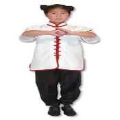 White Kungfu Uniform with Red Interloop Top(top only)