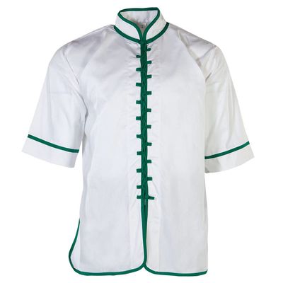 White Kungfu Uniform with Green Interloop Top(top only)