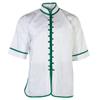 White Kungfu Uniform with Green Interloop Top(top only) view 1