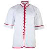 White Kungfu Uniform with Green Interloop Top(top only) view 3