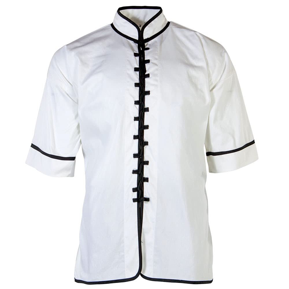 White Kungfu Uniform with Black Interloop Top(top only)