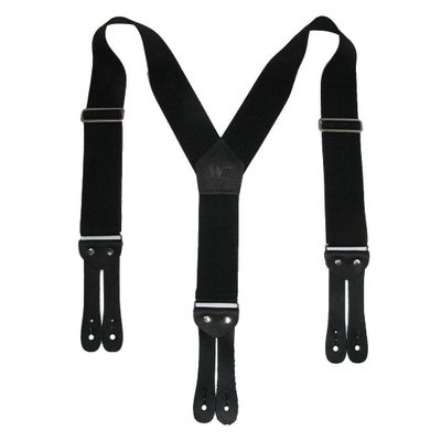 Welch, WK-7846Y-LEF-BLK, Button on Y-Back Work Suspenders for Men and Women, 2 Inch Wide Elastic for Suit, Underclothing, Jeans, Pants, and Trousers, Black, Size Medium