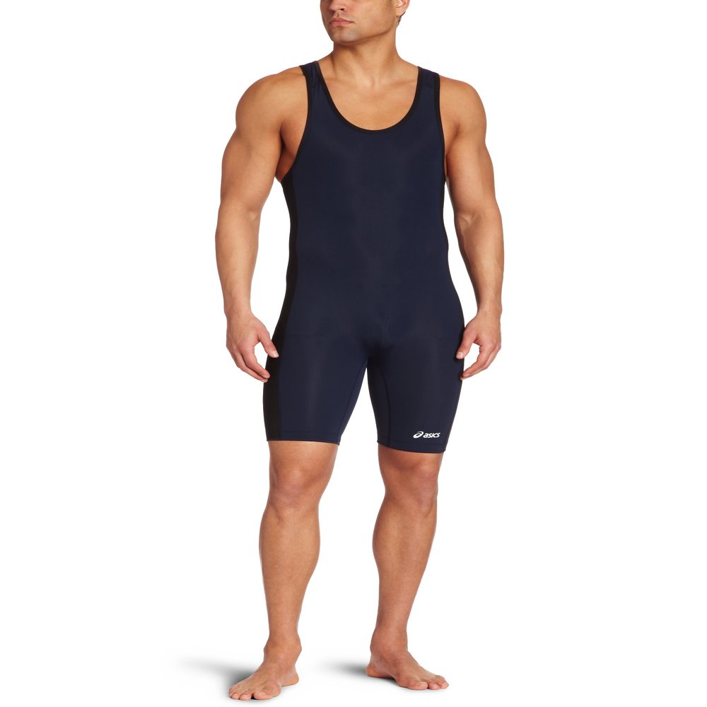 ASICS Men's Feud Wrestling Singlets, Navy/Black, XXX-Small