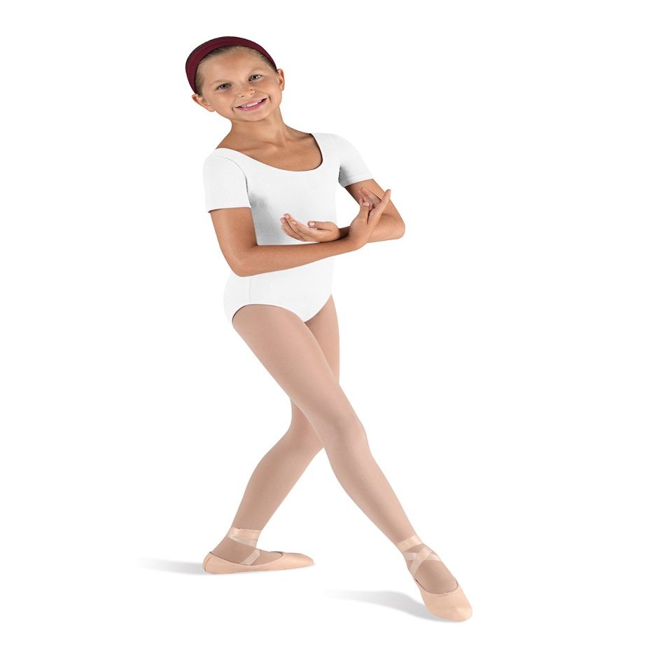 Bloch Dance Girls Ballet Short Sleeve Leotard, White, 6X-7