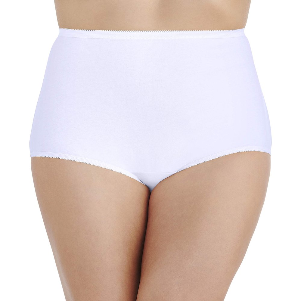 Vanity Fair Women's Perfectly Yours High Waisted Brief Panties, Cotton-Star White, 12