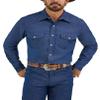Wrangler Men's Cowboy Cut Western Long Sleeve Snap Work Shirt Firm Finish, Indigo, 4X-Large view 1