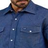 Wrangler Men's Cowboy Cut Western Long Sleeve Snap Work Shirt Firm Finish, Indigo, 4X-Large view 3