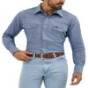 WranglermensCowboy Cut Western Long Sleeve Snap Work Shirt Firm Finish Chambray Blue view 1