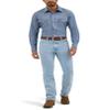 WranglermensCowboy Cut Western Long Sleeve Snap Work Shirt Firm Finish Chambray Blue view 2