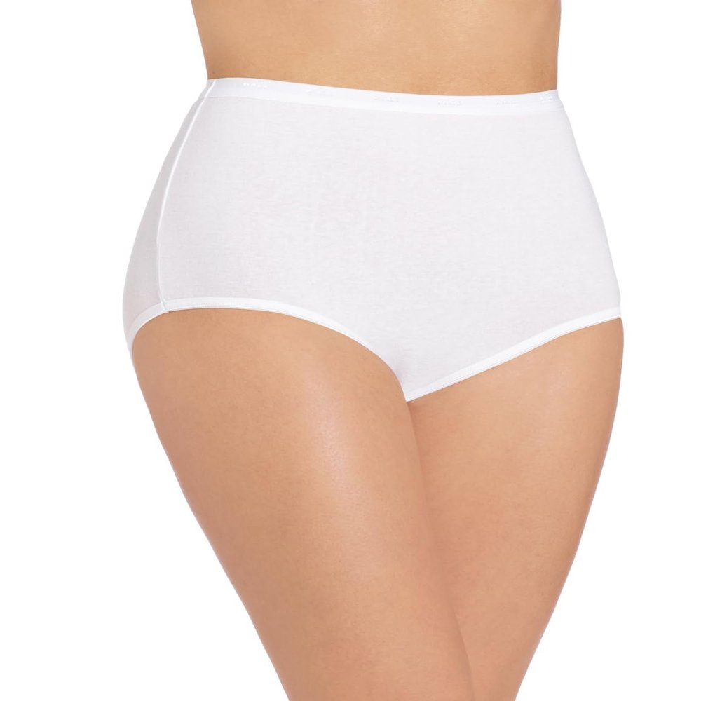 Bali Womens Full-cut-fit Stretch Cotton Panty, Underwear, Full Coverage Panties Briefs, White, 7 US