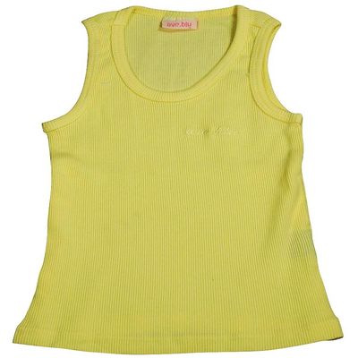 ave.blu - Little Girls' Ribbed Tank Top with Emboidered Logo, Yellow 3024-4