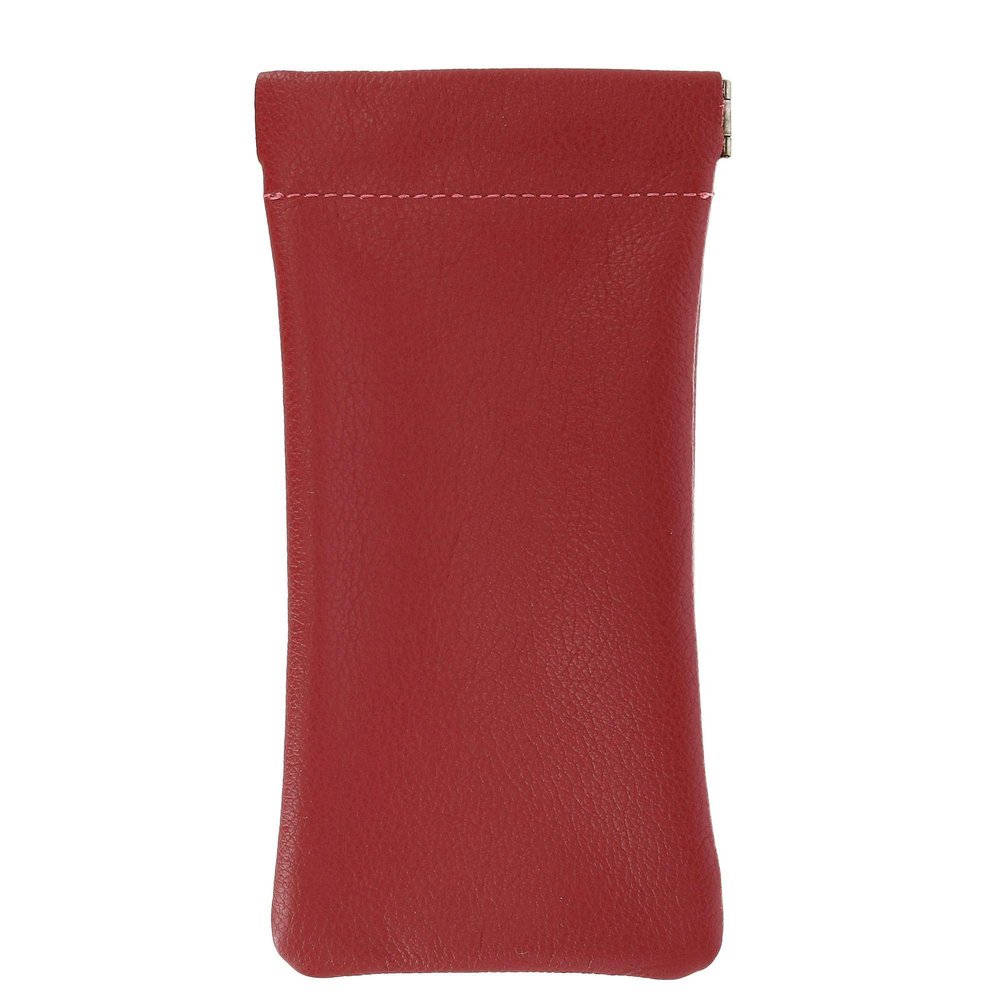 CTM Leather Push Mouth Pebble Grain Eyeglass Holder, Red