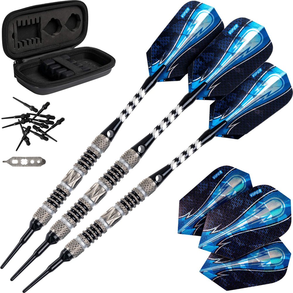 Viper by GLD Products Astro 80% Tungsten Soft Tip Darts with Storage/Travel Case, Black Rings, 16 Grams (21-3279-16)