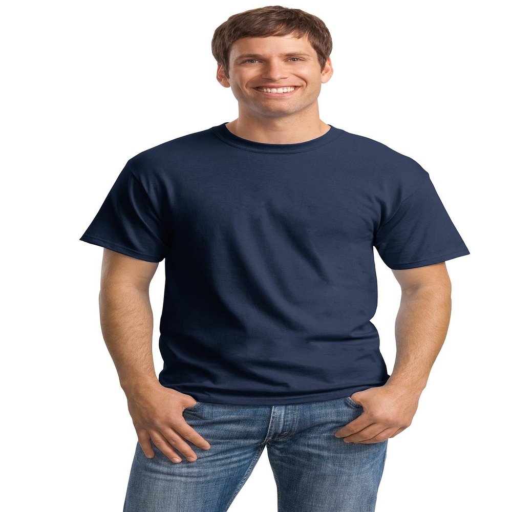 Men's 5.2 oz Hanes HEAVYWEIGHT Short Sleeve T-shirt , Navy, Large
