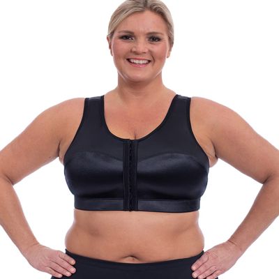 ENELL Women's Full Coverage High Impact Sports Bra (100) (US, Numeric, 2, Regular, Regular, Black)