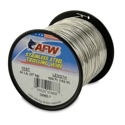 American Fishing Wire Stainless Steel Trolling Wire (Single Strand), Bright Color, 60 Pound Test, 600-Feet