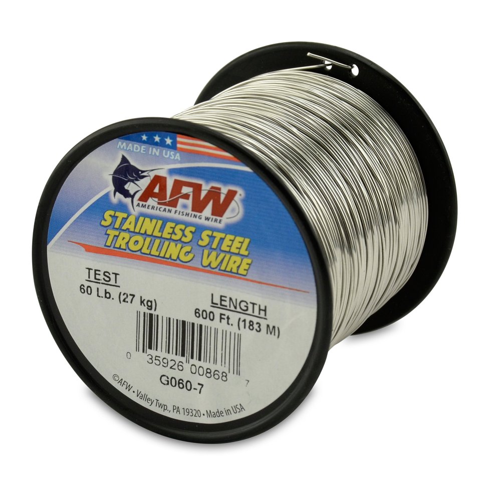 American Fishing Wire Stainless Steel Trolling Wire (Single Strand), Bright Color, 60 Pound Test, 600-Feet