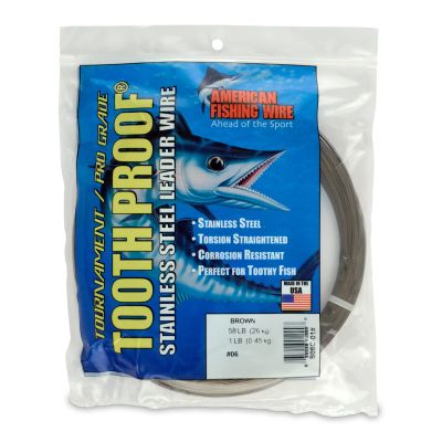 AFW #6 Tooth Proof Stainless Steel Single Strand Leader Wire, 58 lb Test, Camo, 1,890ft