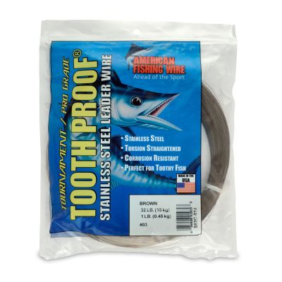 AFW #3 Tooth Proof Stainless Steel Single Strand Leader Wire, 32 lb Test, Camo, 2,612ft