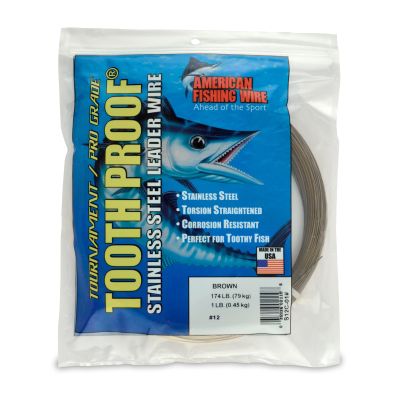 AFW #12 Tooth Proof Stainless Steel Single Strand Leader Wire, 174 lb Test, Camo, 442ft