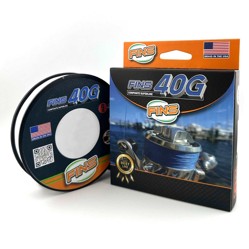 FINS 40G Super Round Braided Fishing Line USA Made - High Strength-to-Diameter Ratio, Smooth Mono Feel, 8 Fiber Bundle Over-Braiding, No Fluff Design - White - 65 lb - 300 Yds