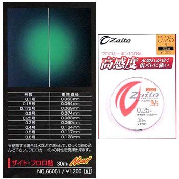 Owner Fluorocarbon Line Zite Sweetfish 98.4 ft (30 m), No. 0.2, Clear