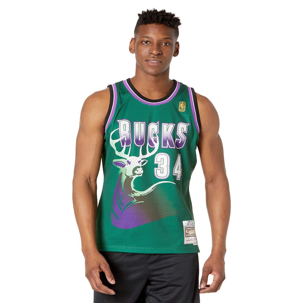 Adult Ray Allen Milwaukee Bucks Mitchell & Ness NBA Green Throwback Swingman Jersey - Men's