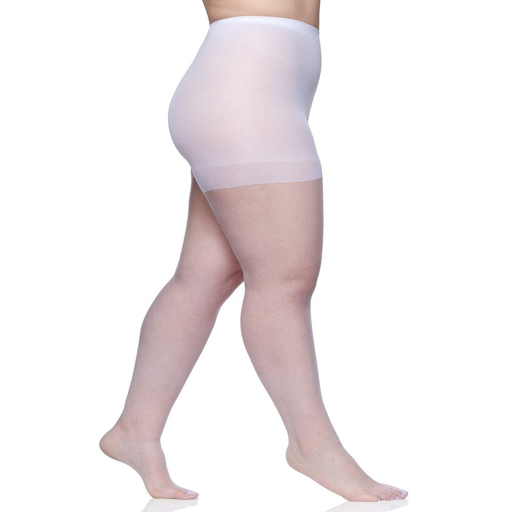 Berkshire Women's Plus-Size Queen Shimmers Ultra Sheer Control Top Pantyhose - Sandalfoot Toe 4412,White,1X-2X