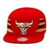 Mitchell & Ness Chicago Bulls Snapback Hat Cap Red/Gold & Black Diamond Side Foil (Patent Leather) view 1