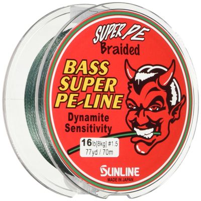 SUNLINE PE Line Bath Super 23.4 ft (70 m), No. 2, 24 lbs (24 kg), Deep Green
