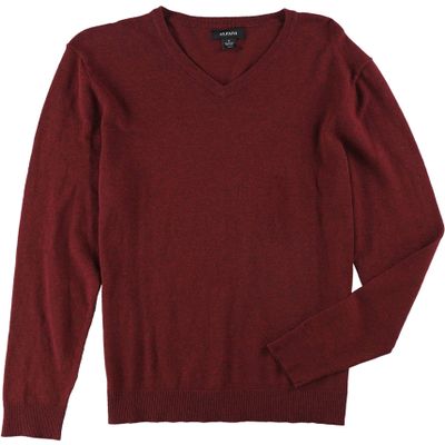 Alfani Mens V-Neck Pullover Sweater, Red, Small