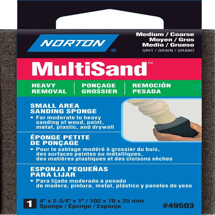 4" x 2.75" Norton 49503 MultiSand Double Sided Sanding Sponge Medium/Coarse