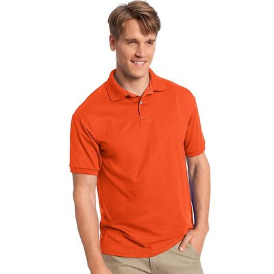 Hanes Men's Cotton-Blend EcoSmart Jersey Polo,Orange,XX-Large