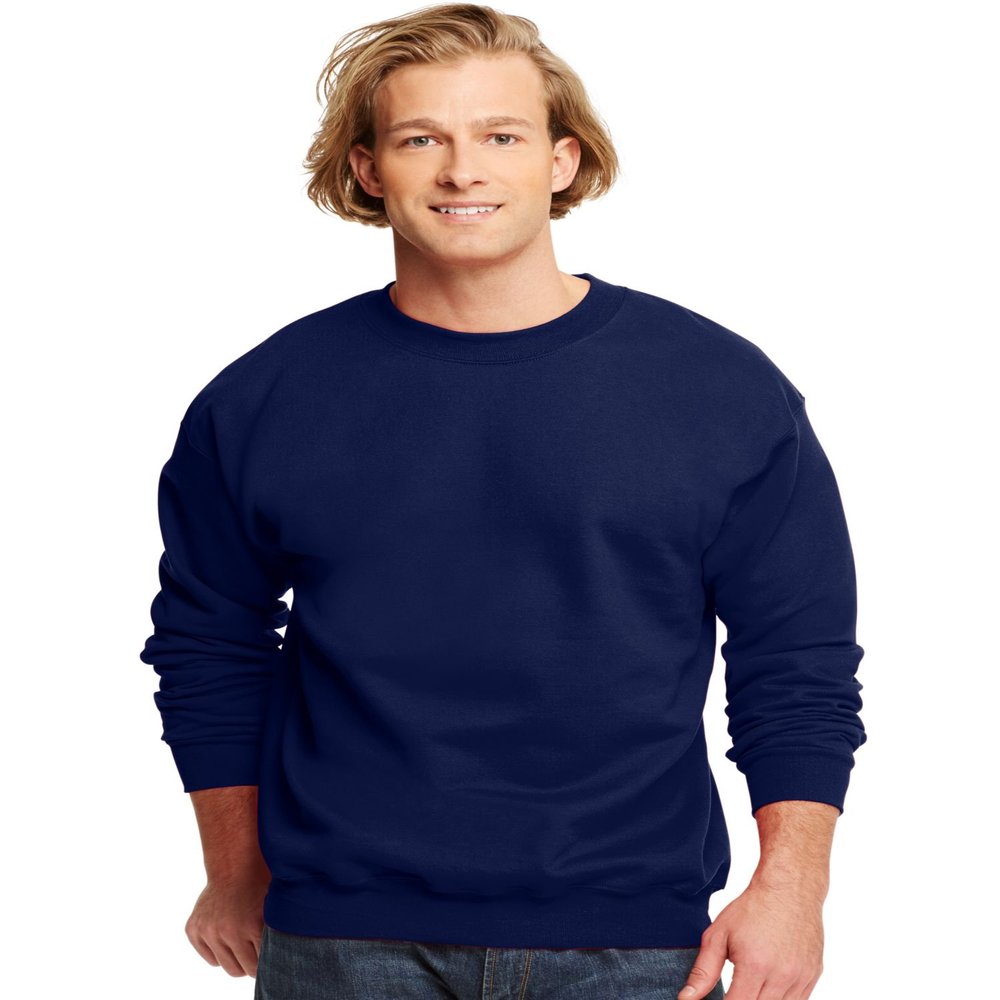 Hanes 90/10 Cotton/Polyester 10.2oz. Ultimate Cotton - Crewneck, M-Deep Navy