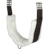 Intrepid International English Girth with Fleece - Breathable Lightweight Horse Girth for English Saddle, Double Elastic Easy Attachment, Brown with White Fleece, 42" view 1