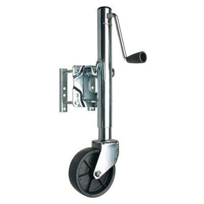 Reese Towpower 74410 Round Trailer Jack, Side Mount, 1,000 lbs. Lift Capacity, Sidewind, Bolt-On, 10 Inch Travel, 6-Inch Wheel