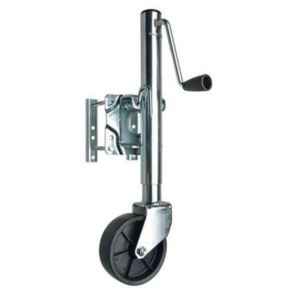 Reese Towpower 74410 Round Trailer Jack, Side Mount, 1,000 lbs. Lift Capacity, Sidewind, Bolt-On, 10 Inch Travel, 6-Inch Wheel