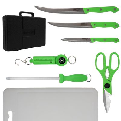 Grip 8 pc Fisherman & Field Dressing Tool Kit - Cleaning, Prep, Scaling, Hunting