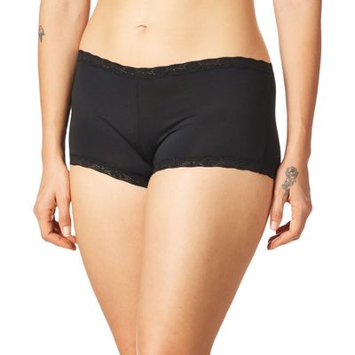 Maidenform Women's Microfiber with Lace Boyshort PantyBlack8/X-Large