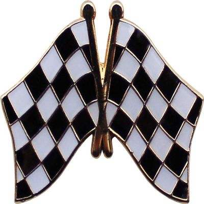 Checkered Flags Die-struck Metal Novelty Cross Lapel Pin with Butterfly Clasp Closure
