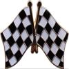 Checkered Flags Die-struck Metal Novelty Cross Lapel Pin with Butterfly Clasp Closure view 1