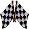 Checkered Flags Die-struck Metal Novelty Cross Lapel Pin with Butterfly Clasp Closure view 2