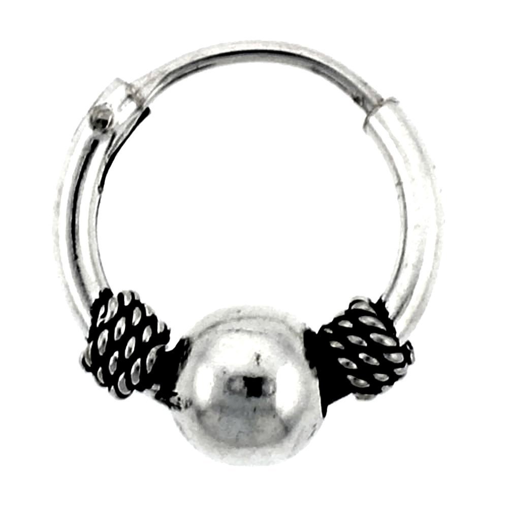 Sterling Silver Teeny Bali Hoop Earrings 1/2 inches diameter