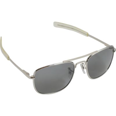 CampCo Humvee Pilot Sunglasses - Polarized Aviator Sunglasses Bayonette, 57mm, Matte Silver Frame, Gray Polarized Lens
