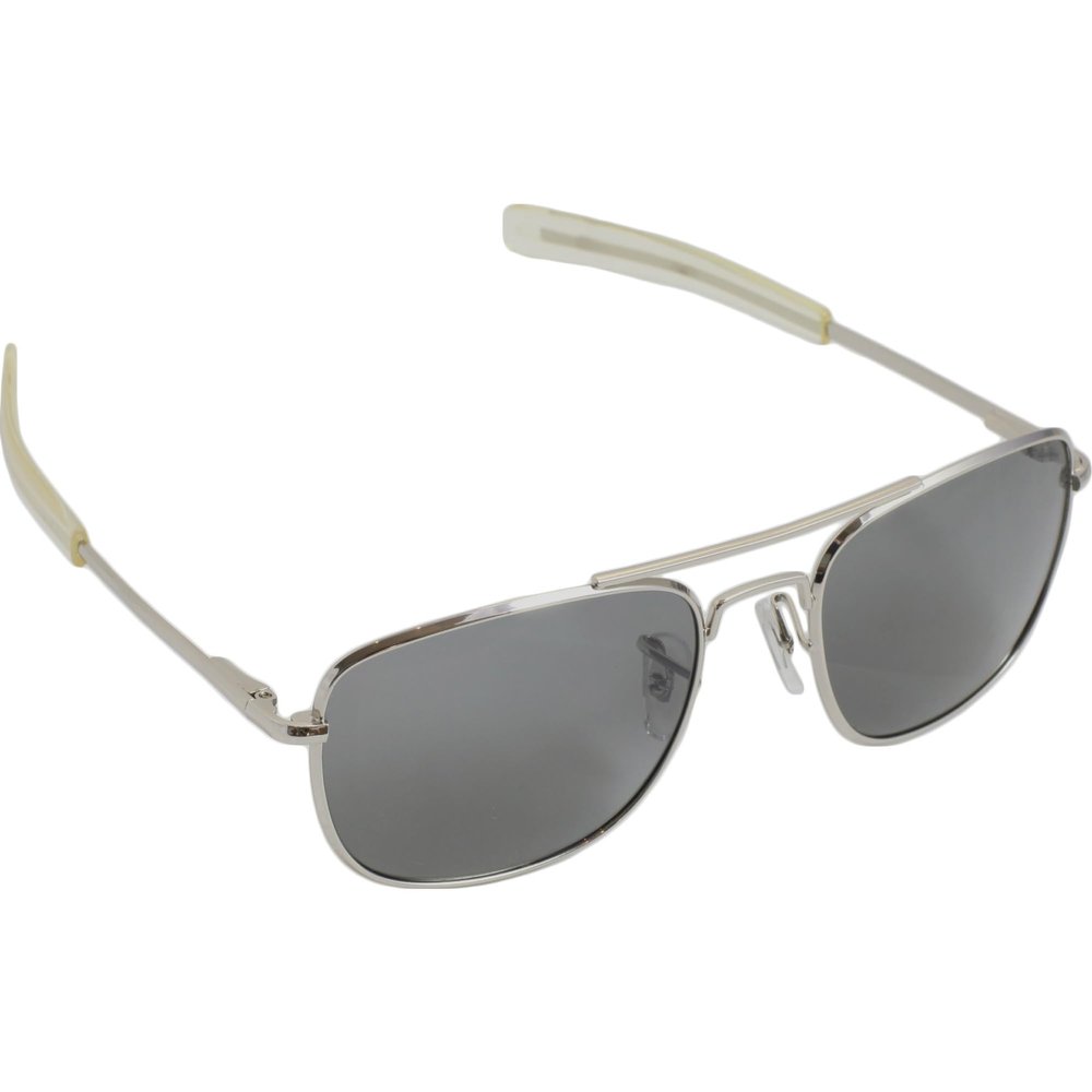 CampCo Humvee Pilot Sunglasses - Polarized Aviator Sunglasses Bayonette, 57mm, Matte Silver Frame, Gray Polarized Lens